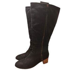 Journee Collection Braided Zip Boots Women’s 12 Black Heeled Booties